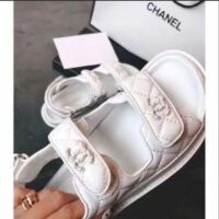 Chanel Women Open Toe Sandal in Calfskin Leather-White