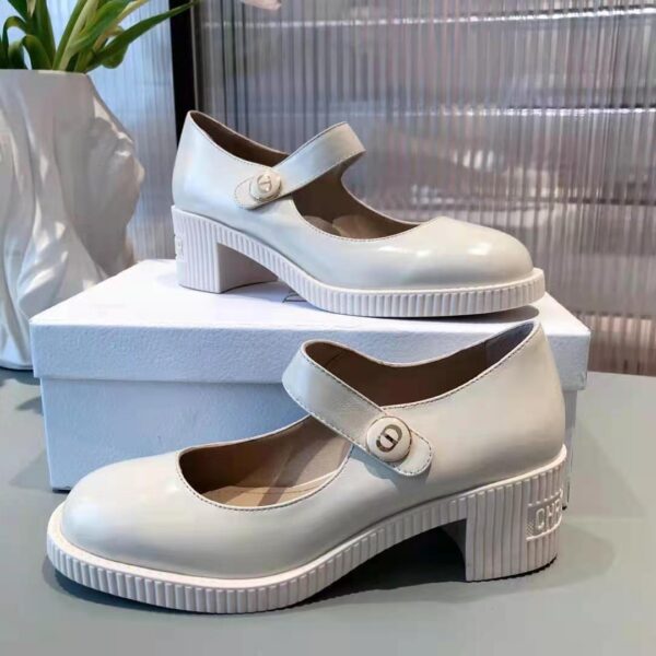 Dior Women Shoes D-Doll Pump White Shiny Calfskin CD Signature (13)