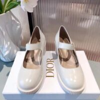 Dior Women Shoes D-Doll Pump White Shiny Calfskin CD Signature