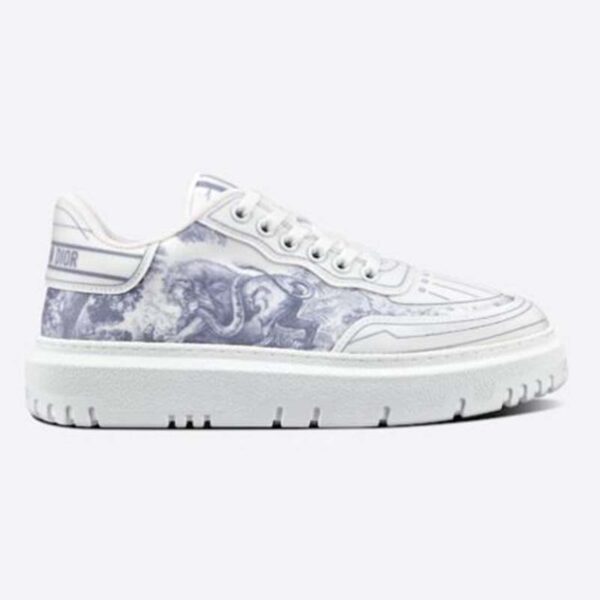 Dior Women Shoes Dior Addict Sneaker French Blue Toile De Jouy Technical Fabric