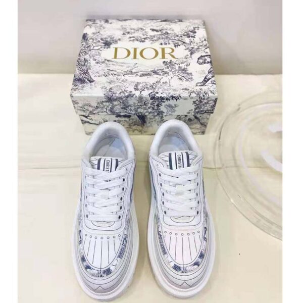 Dior Women Shoes Dior Addict Sneaker French Blue Toile De Jouy Technical Fabric (4)