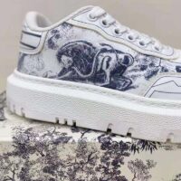 Dior Women Shoes Dior Addict Sneaker French Blue Toile De Jouy Technical Fabric