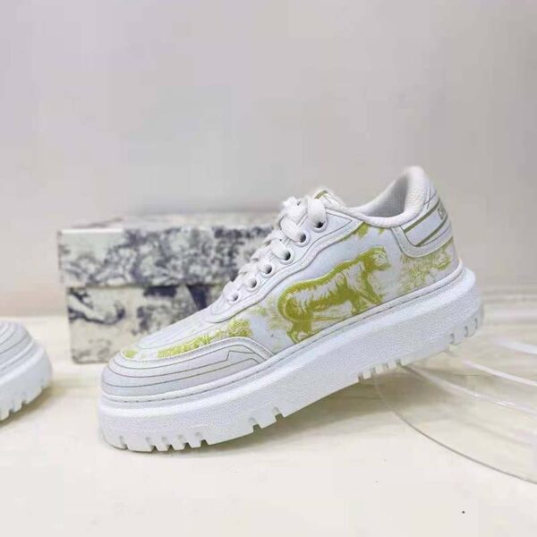 Dior Women Shoes Dior Addict Sneaker French Lime Toile De Jouy Technical Fabric (10)