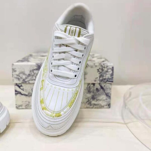 Dior Women Shoes Dior Addict Sneaker French Lime Toile De Jouy Technical Fabric (11)