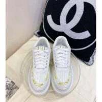 Dior Women Shoes Dior Addict Sneaker French Lime Toile De Jouy Technical Fabric