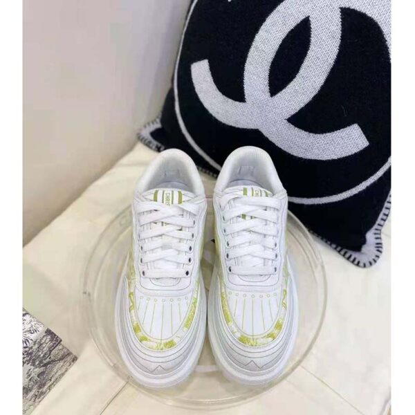 Dior Women Shoes Dior Addict Sneaker French Lime Toile De Jouy Technical Fabric (6)
