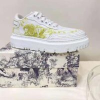 Dior Women Shoes Dior Addict Sneaker French Lime Toile De Jouy Technical Fabric