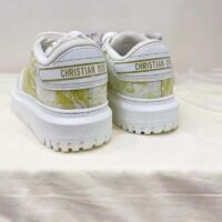 Dior Women Shoes Dior Addict Sneaker French Lime Toile De Jouy Technical Fabric