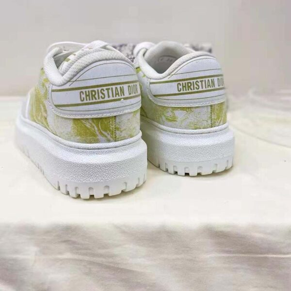 Dior Women Shoes Dior Addict Sneaker French Lime Toile De Jouy Technical Fabric (9)