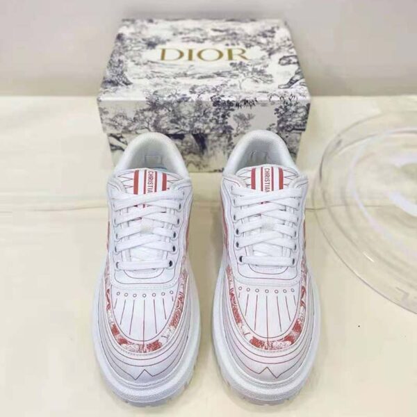 Dior Women Shoes Dior Addict Sneaker Raspberry Toile De Jouy Technical Fabric (5)