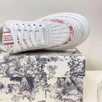 Dior Women Shoes Dior Addict Sneaker Raspberry Toile De Jouy Technical Fabric