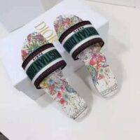 Dior Women Shoes Dway Dioramour Slide Multicolor Dior Zodiac Embroidered Cotton