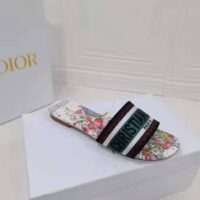 Dior Women Shoes Dway Dioramour Slide Multicolor Dior Zodiac Embroidered Cotton