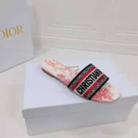 Dior Women Shoes Dway Dioramour Slide White Red D-Royaume D’Amour Embroidered Cotton