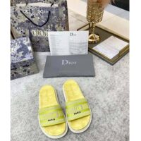 Dior Women Shoes Dway Slide Lime Toile De Jouy Reverse Embroidered Cotton