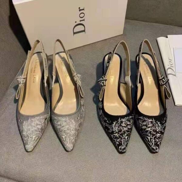 Dior Women Shoes J’Adior Slingback Pump Deep Blue Toile De Jouy Reverse Embroidered Cotton (3)
