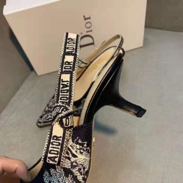 Dior Women Shoes J’Adior Slingback Pump Deep Blue Toile De Jouy Reverse Embroidered Cotton (4)