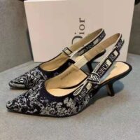 Dior Women Shoes J’Adior Slingback Pump Deep Blue Toile De Jouy Reverse Embroidered Cotton
