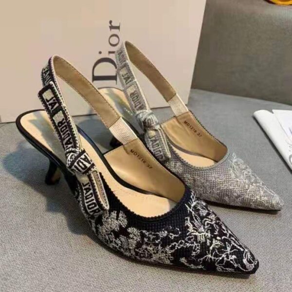 Dior Women Shoes J’Adior Slingback Pump Deep Blue Toile De Jouy Reverse Embroidered Cotton (6)
