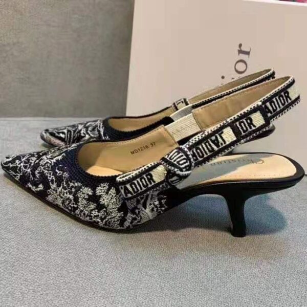 Dior Women Shoes J’Adior Slingback Pump Deep Blue Toile De Jouy Reverse Embroidered Cotton (7)