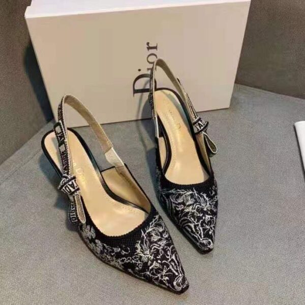 Dior Women Shoes J’Adior Slingback Pump Deep Blue Toile De Jouy Reverse Embroidered Cotton (9)