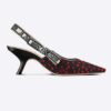 Dior Women Shoes J'Adior Slingback Pump Navy Blue Red Hearts I Love Paris Embroidered Cotton