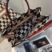 Dior Women Small Dioramour Dior Book Tote Black White Red D-Chess Heart Embroidery