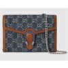 Gucci GG Unisex Dionysus Mini Chain Bag Dark Blue Ivory Eco Washed Organic GG Jacquard Denim
