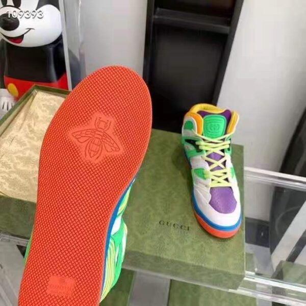 Gucci GG Unisex Gucci Basket Sneaker Lime White Demetra Rubber Interlocking G Patch (1)