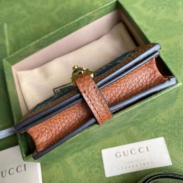 Gucci GG Unisex Jackie 1961 Card Case Wallet Dark Blue Ivory Eco Washed Organic GG Jacquard Denim (4)