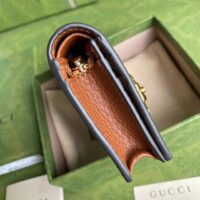 Gucci GG Unisex Jackie 1961 Card Case Wallet Dark Blue Ivory Eco Washed Organic GG Jacquard Denim