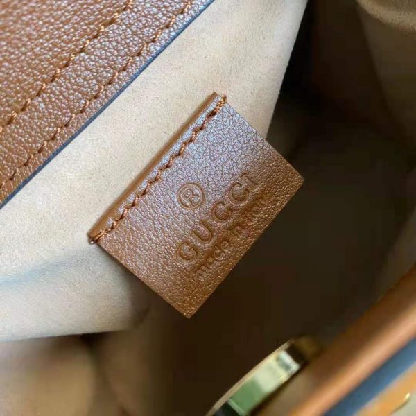 Gucci GG Women Gucci Diana Mini Tote Bag Double G Brown Leather (8)