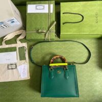 Gucci GG Women Gucci Diana Small Tote Bag Double G Emerald Leather