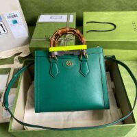 Gucci GG Women Gucci Diana Small Tote Bag Double G Emerald Leather