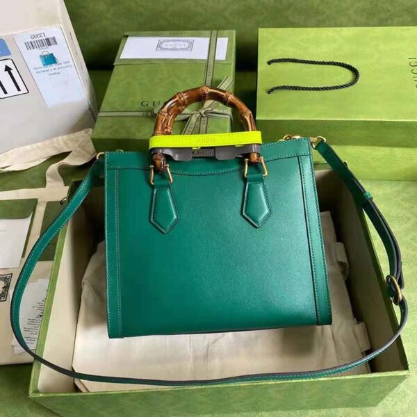 Gucci GG Women Gucci Diana Small Tote Bag Double G Emerald Leather (3)