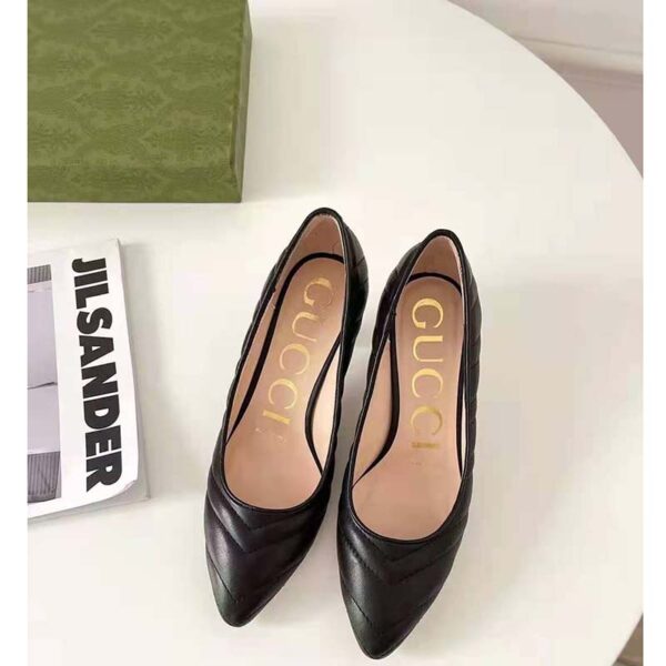 Gucci GG Women Matelassé Pump Black Matelassé Chevron Leather 10 cm Heel (5)