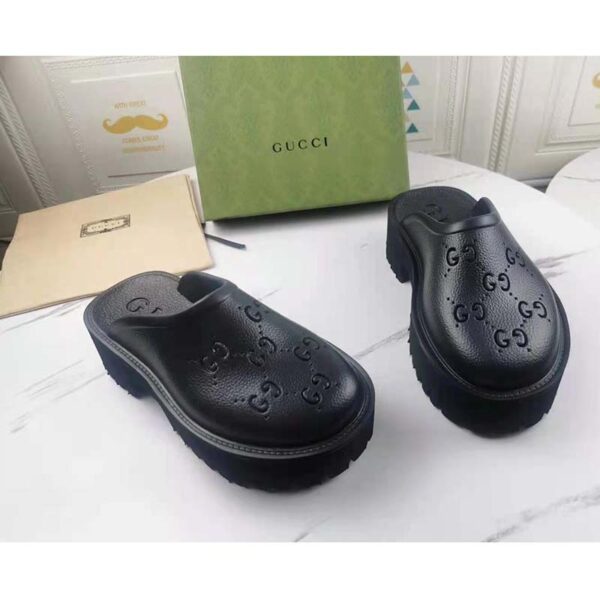 Gucci GG Women Platform Perforated G Sandal Black Perforated GG Rubber (3)
