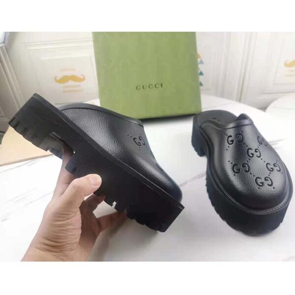 Gucci GG Women Platform Perforated G Sandal Black Perforated GG Rubber (6)