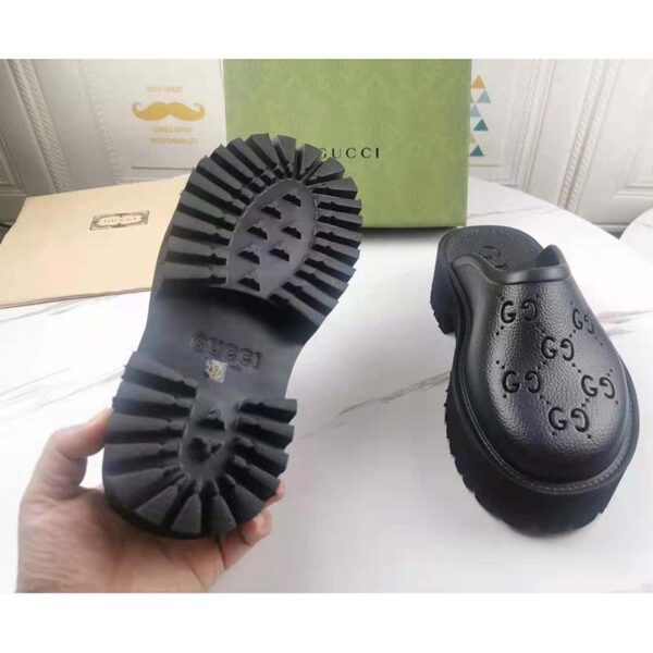 Gucci GG Women Platform Perforated G Sandal Black Perforated GG Rubber (7)