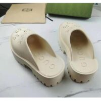 Gucci GG Women Platform Perforated G Sandal White Perforated GG Rubber (3)