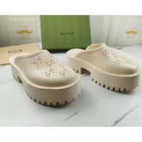 Gucci GG Women Platform Perforated G Sandal White Perforated GG Rubber (3)