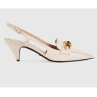 Gucci GG Women Pump with Bamboo Horsebit White Leather