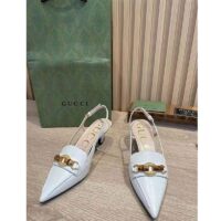 Gucci GG Women Pump with Bamboo Horsebit White Leather