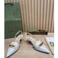 Gucci GG Women Pump with Bamboo Horsebit White Leather