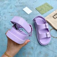 Gucci GG Women Sandal with Mini Double G Lilac Rubber