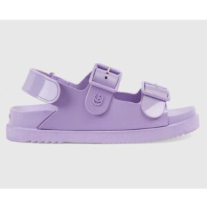 Gucci GG Women Sandal with Mini Double G Lilac Rubber