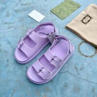 Gucci GG Women Sandal with Mini Double G Lilac Rubber