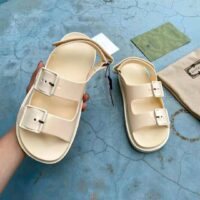 Gucci GG Women Sandal with Mini Double G Off-White Rubber