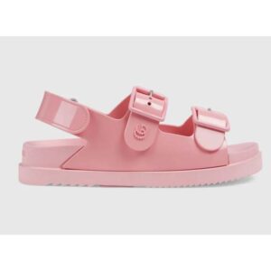 Gucci GG Women Sandal with Mini Double G Pink Rubber