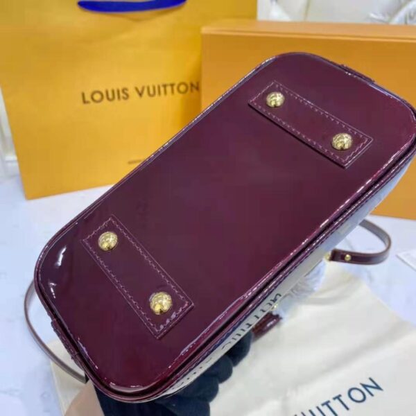 Louis Vuitton LV Unisex Alma BB Handbag Amarante Red Monogram Vernis Embossed Patent Calf Leather (10)